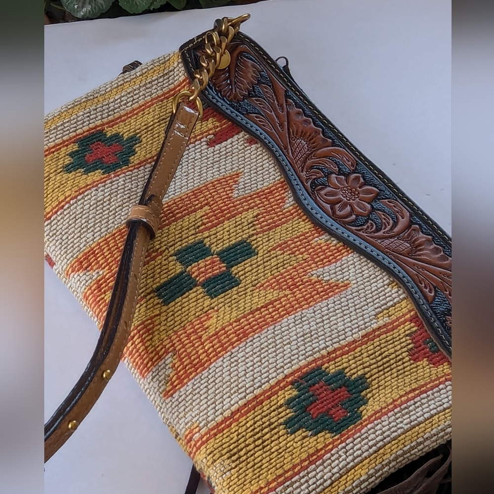 Myra Bag Hand Tooled Clutch Crossbody Shoulder Bag 💜 Rancher Aztec Western - Picture 3 of 16
